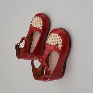 Vintage Red and Cream Girls T-Strap Dress Shoes